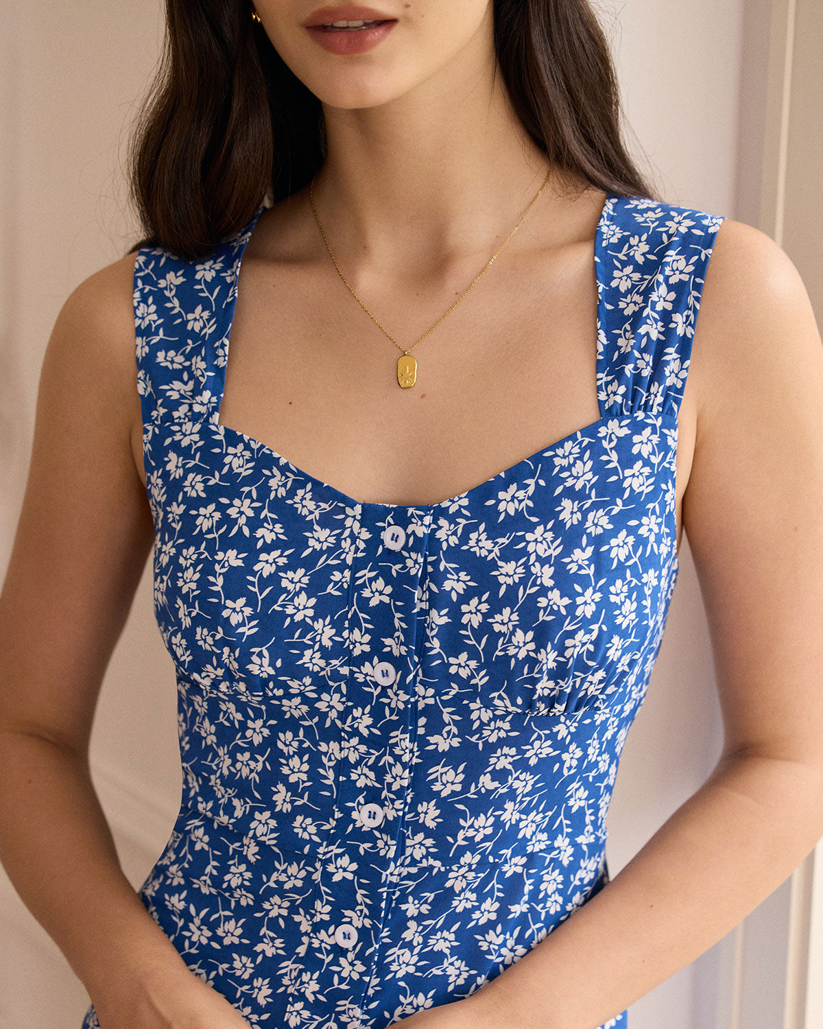 Single Breasted Floral Midi Dress
