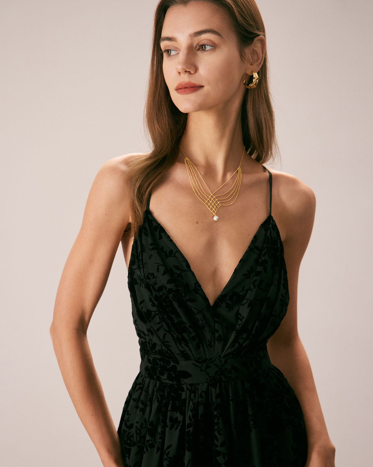 Black Floral Flocked Mesh Slit Maxi Skirt