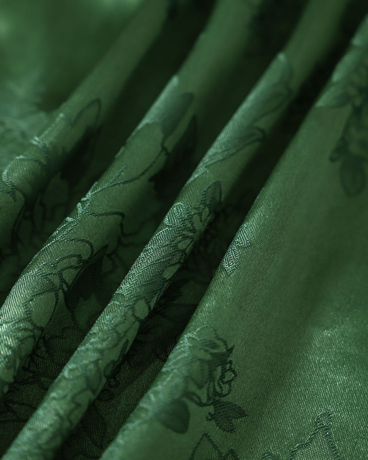 Green Satin Jacquard Drape Neck Maxi Dress