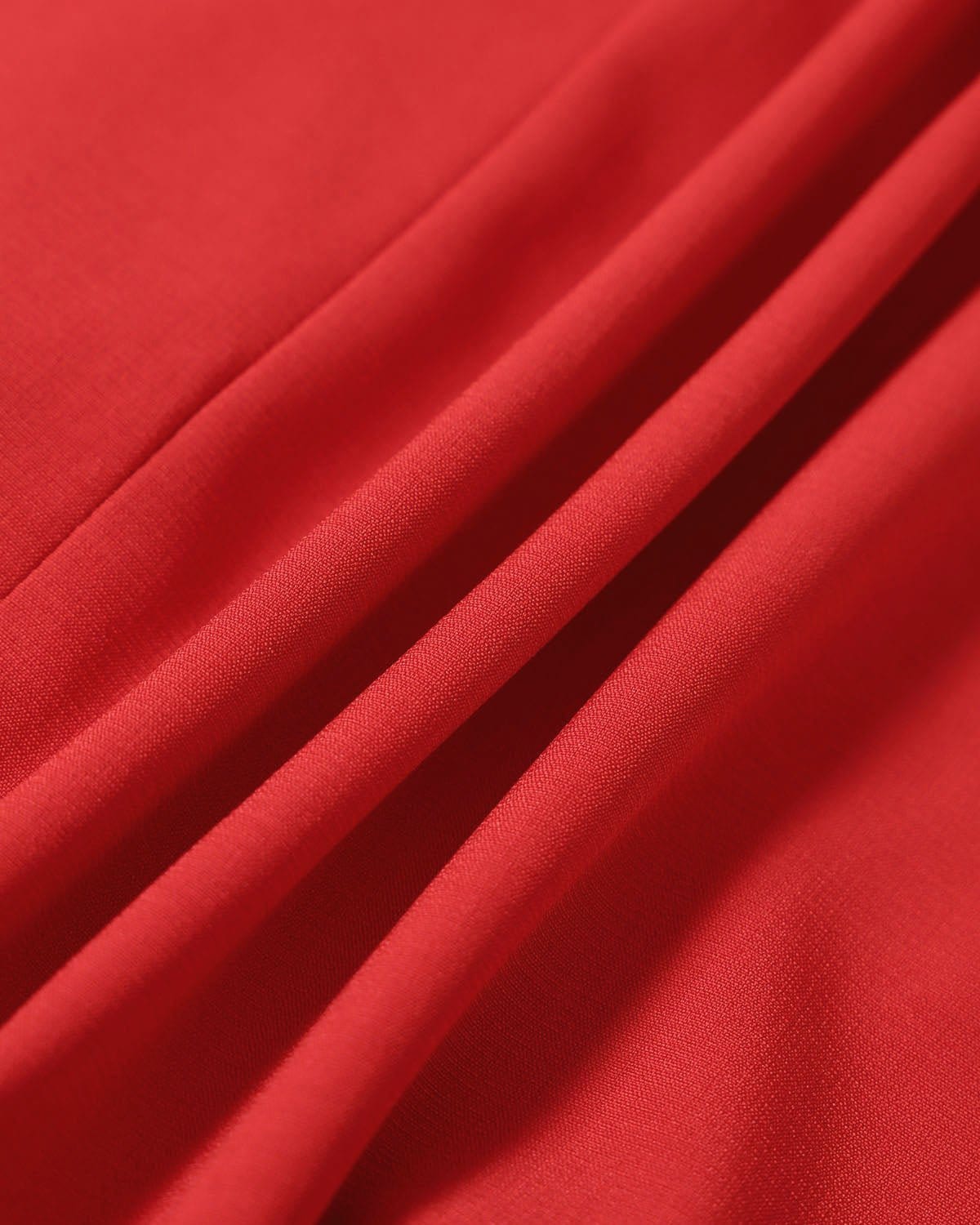 Red Boat Neck High Waist Mini Dress